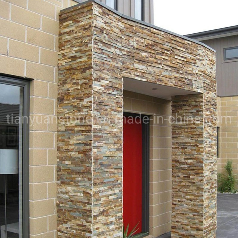 Natural Decorative Yellow Stone Slate Pillar