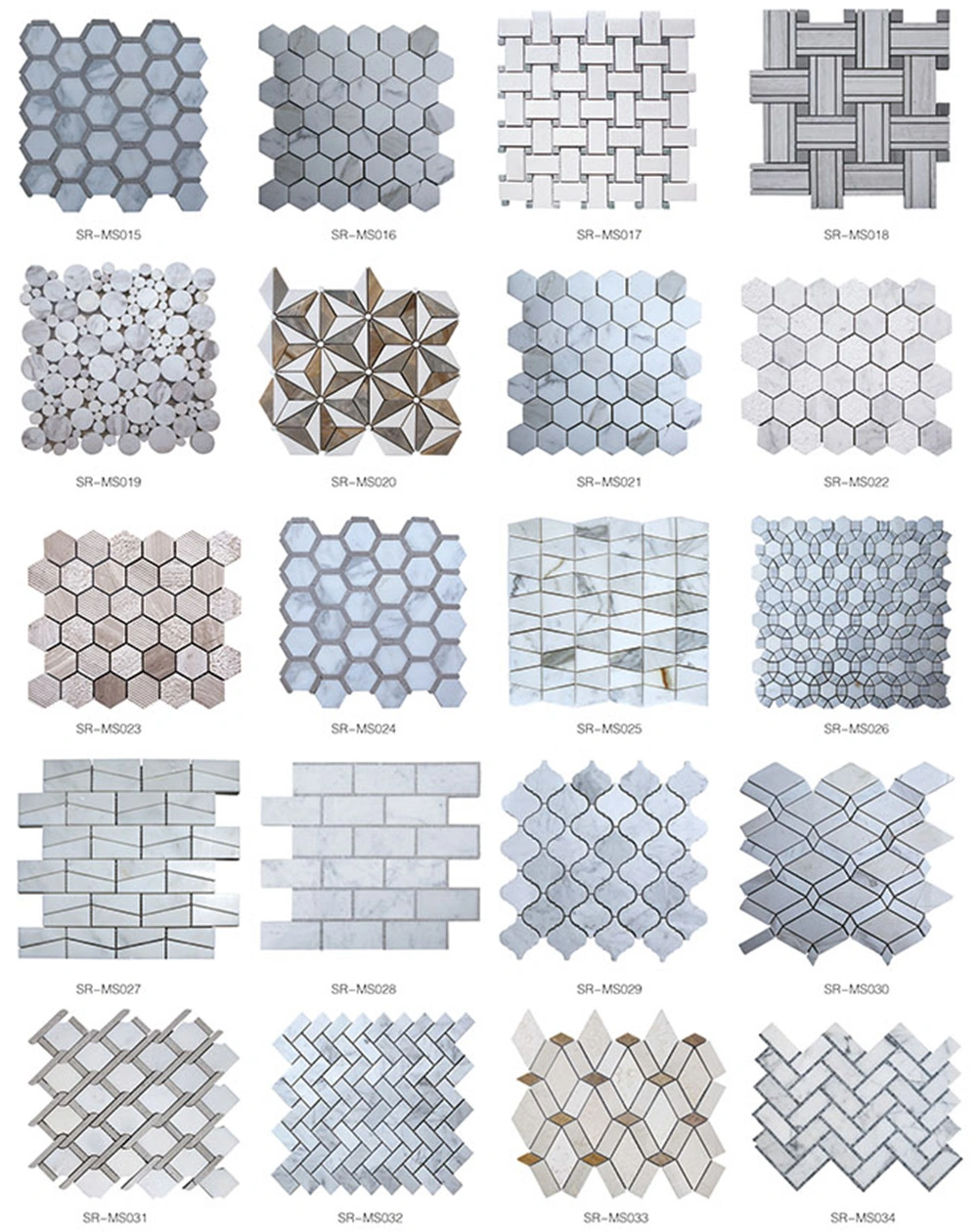 Stone Mosaic Tile Natural Stone Marble Hexagon Design Back Splash Wall Mosaic Tile