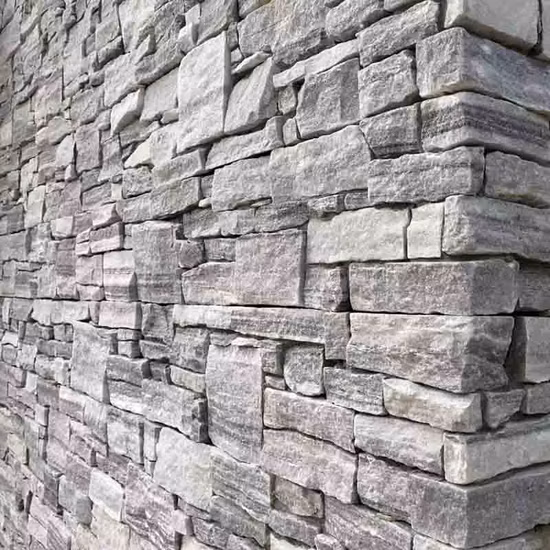 SMC-Cc178 Grey White Marble Cement Back Stacked Ledge Stone