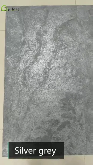 Panel de piedra de pared de chapa de piedra Flexible y ultrafino de pizarra Natural gris plateado llamativo para decoración de cocina