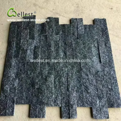 Black Galaxy Granite Culture Stone para paneles de pared de piedra decorativa