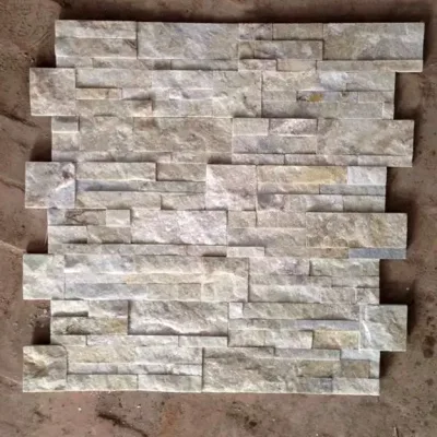 Revestimiento de pared de piedra de cuarzo blanco amarillo de China de venta caliente de 18 * 35 cm