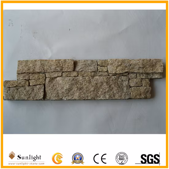 Piedra natural amarilla de la pila de la cultura de la chapa de la pizarra para el revestimiento de la pared