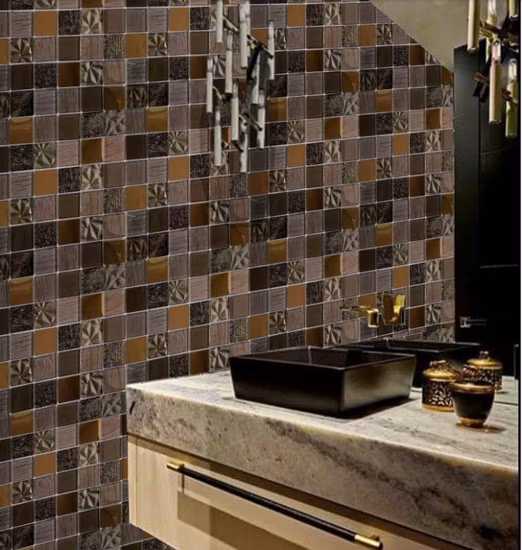 Precio al por mayor de fábrica de Foshan Azulejo de mosaico de vidrio de fusión de piscina caliente de piso de color verde azul